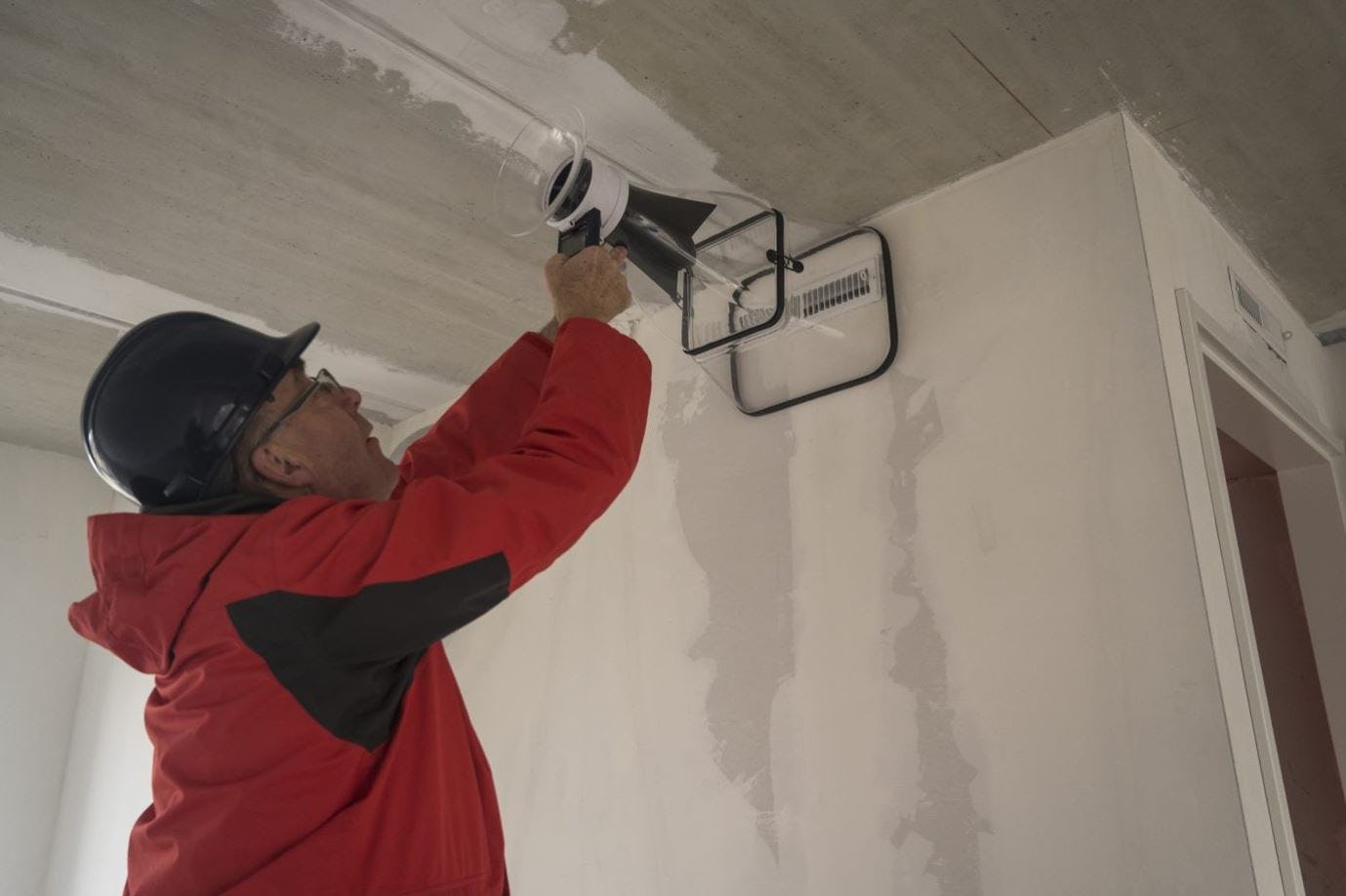 Eenvoudig luchtvolumestroom en luchtdichtheid meten