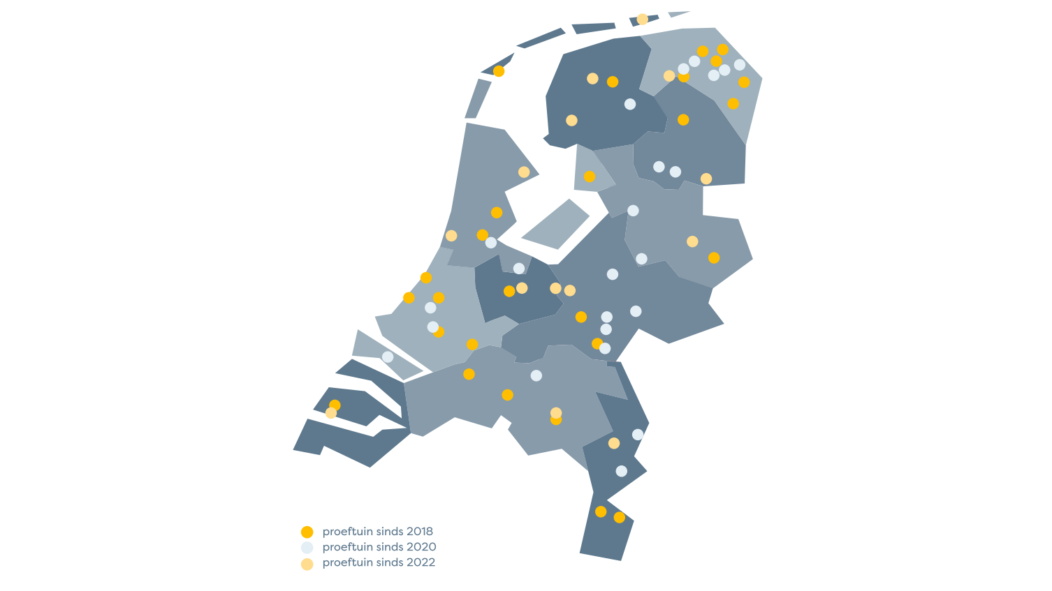 Kaart met alle proeftuinen aardgasvrije wijken, van PAW