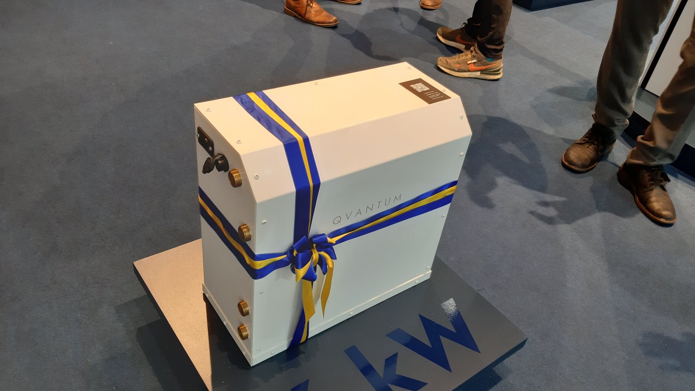 Compacte binnenunit van Qvantum QG-6 warmtepomp, gezien op de ISH