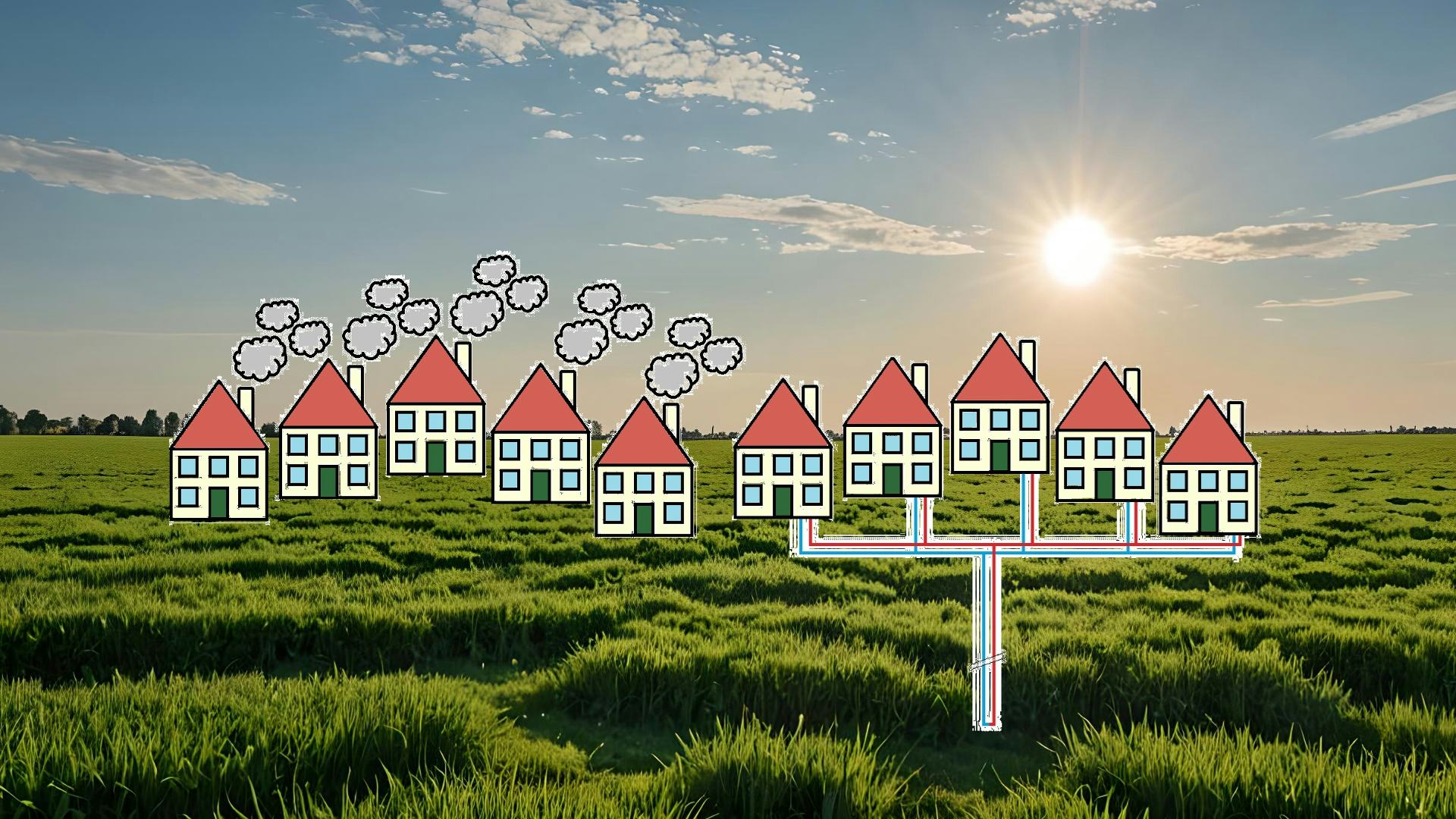 Van cv naar mini-warmtenet - afbeelding Margo van Voskuilen en achtergrond AI met Night Café