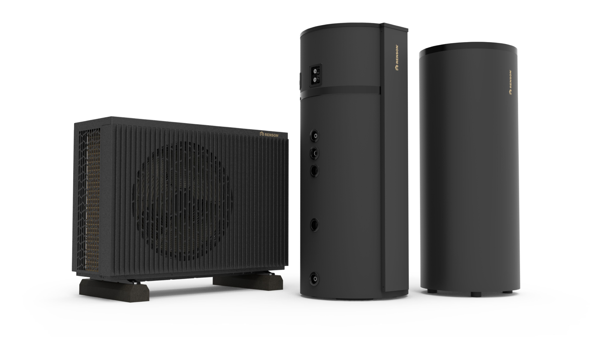 Lucht, warmte, warm water en meer: warmtepomp Arean, warmtepompboiler Cygna en warmwatertank Taura - beeld: Renson