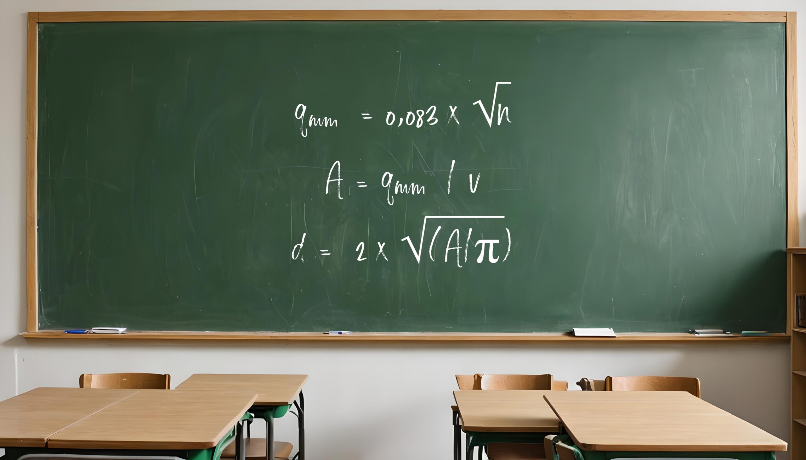 Formules voor diameter waterleiding berekenen - beeld vervaardigd met behulp van AI en Paint