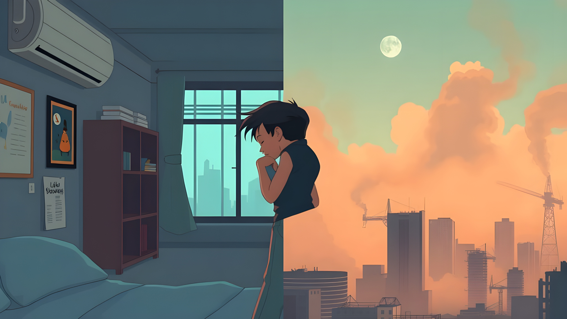 Airco: vriend of vijand? Beeld gegenereerd met AI in NightCafé, model Flux Schnell