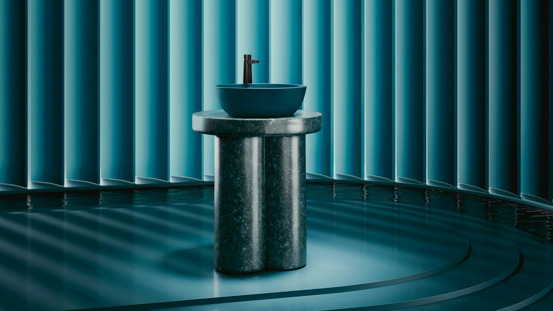Opzetwastafel in de kleur Teal. Beeld: Villeroy & Boch