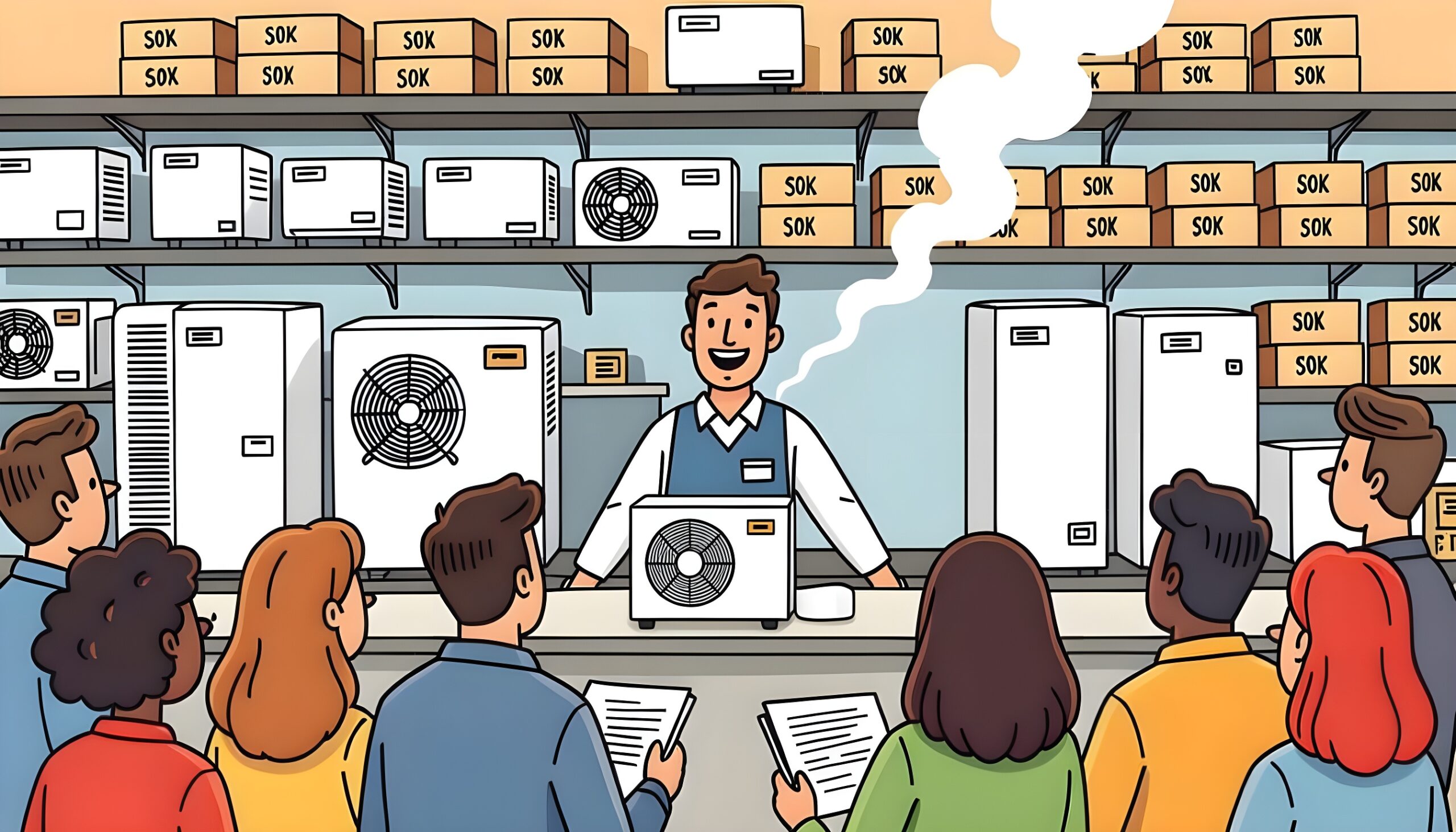 De verkoop van warmtepompen gaan nog niet helemaal als die van warme broodjes - beeld gegenereerd met behulp van AI in NightCafé, model HiDream I1 Fast