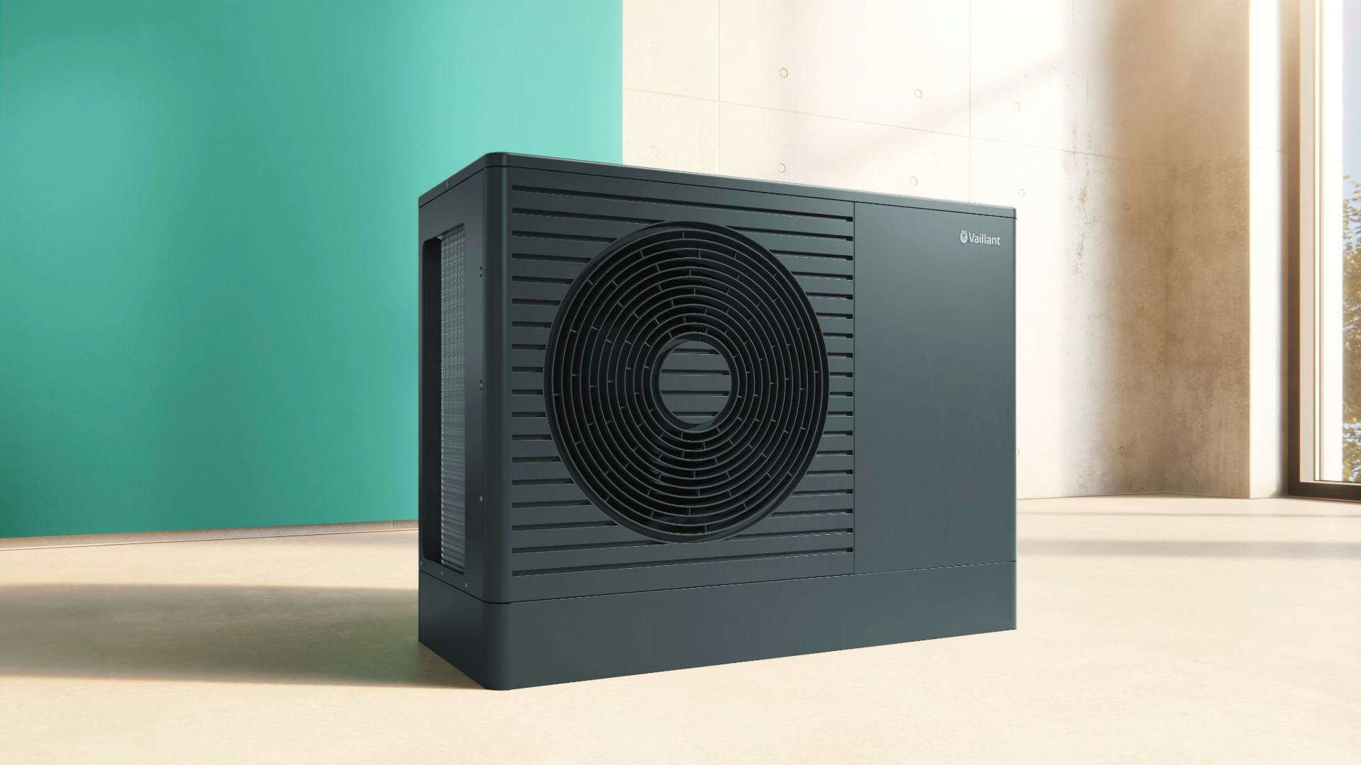 aroTHERM pro buitenunit, een van de twee nieuwe R290 lucht/water-warmtepompen van Vaillant - beeld: Vaillant