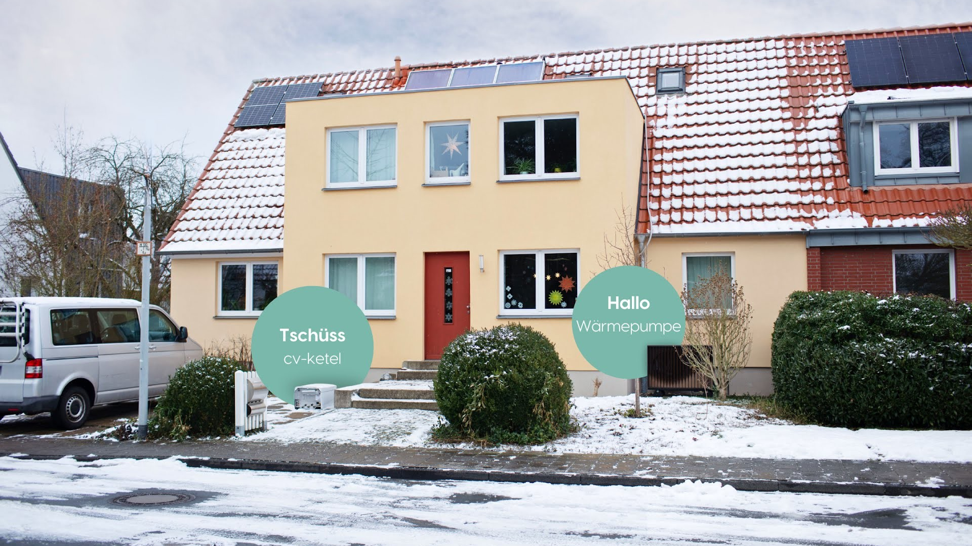 Een installatie van DeWarmte in Münster. De zojuist verwijderde cv-ketel ligt nog voor de deur. 