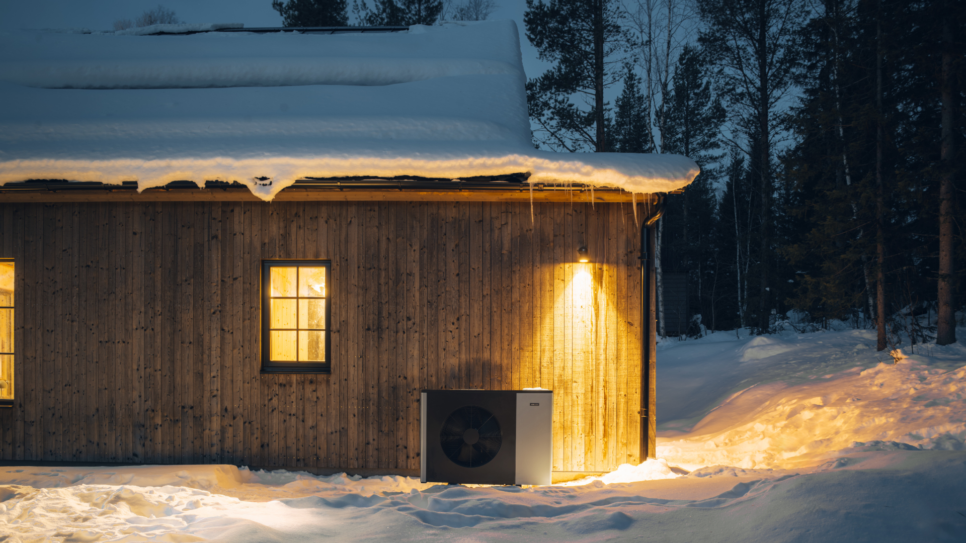 De S2061-5 R290 monoblock warmtepomp in de sneeuw - beeld: NIBE